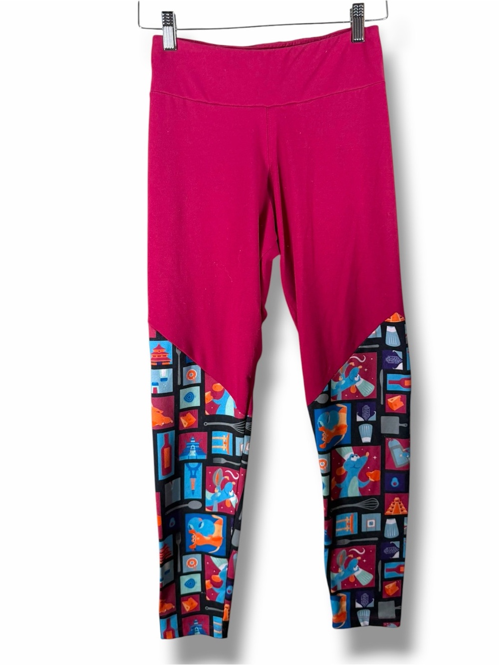 Women’s Disney Her Universe Pink Ratatouille Remy Colorblock Leggings Size XL